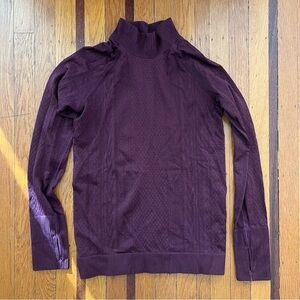 Lululemon mockneck tech ribbed running shirt burgundy maroon EUC 6 med M LS